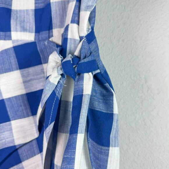 🟣🟣 Altar'd State Womens Blue Wrap Tie Side Mini Dress Checkered Size Small - Picture 5 of 12
